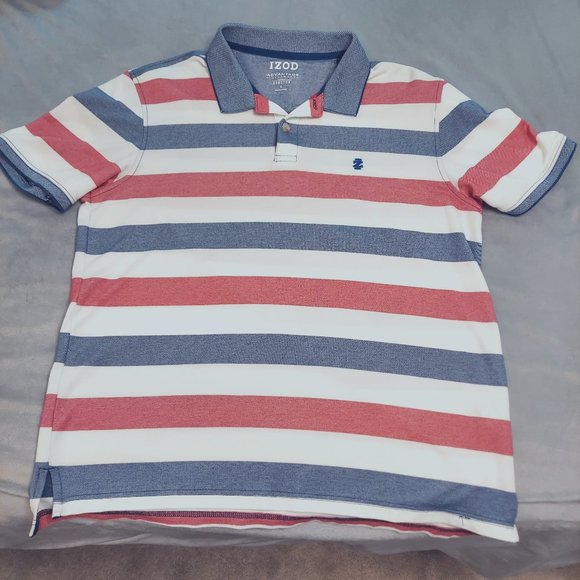 Men's IZOD Red, White and Blue Polo Shirt - Picture 1 of 5